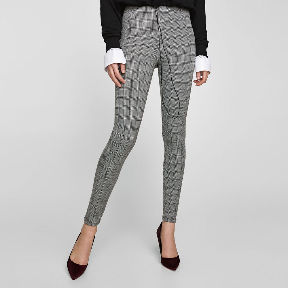 Grey plaid legging jegging S Small NWT Zara